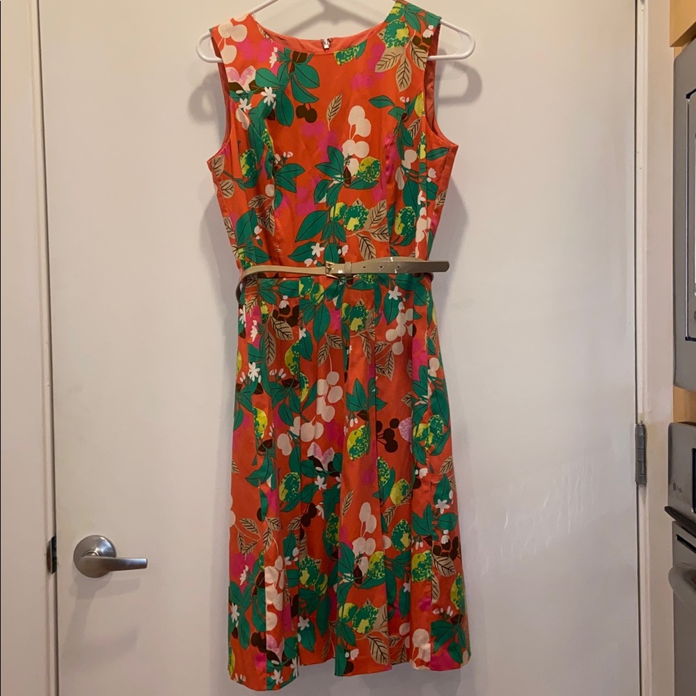 Tommy Hilfiger Womens Salmon Pink Floral Spring Midi Dress